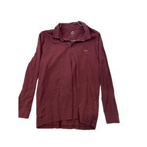 Greg Norman Shark Long Sleeve Rugby Burgundy Mens Large